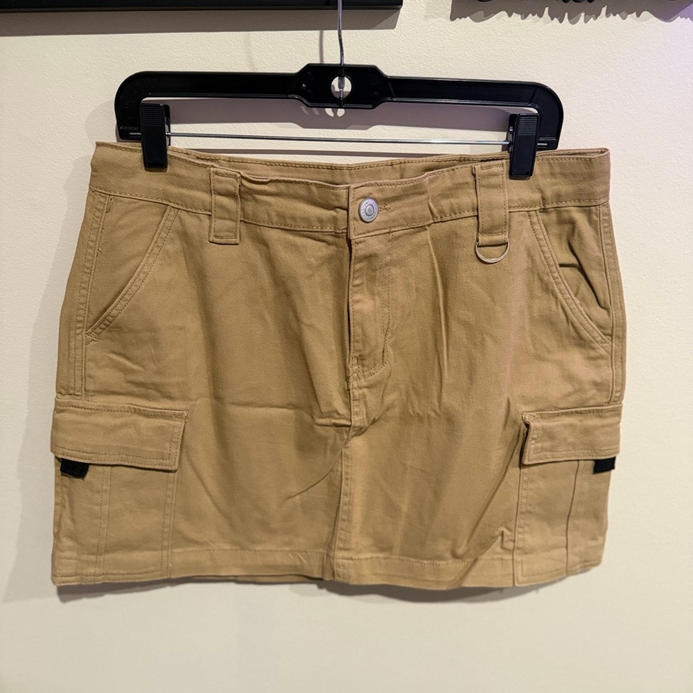 Tan Cargo Mini Skirt